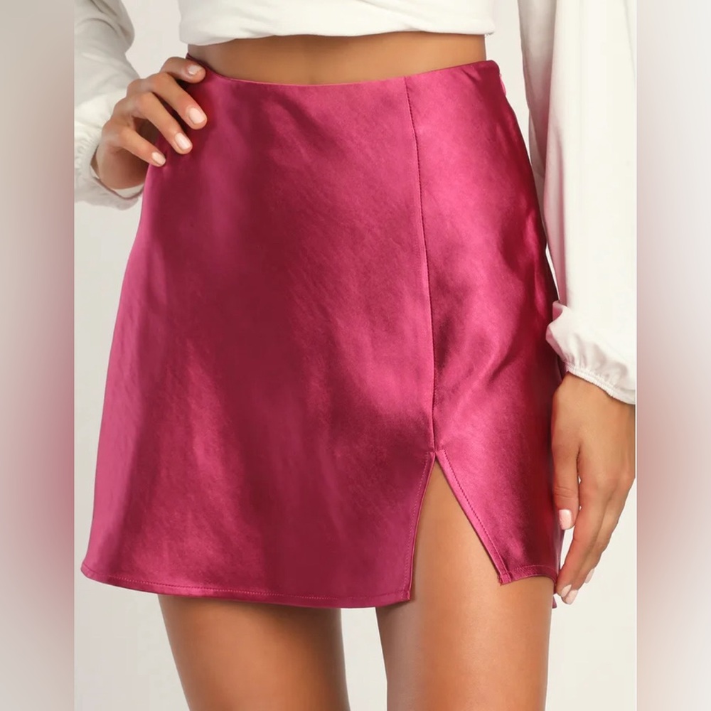 Lulus Flirty Days Magenta Satin Mini Skirt